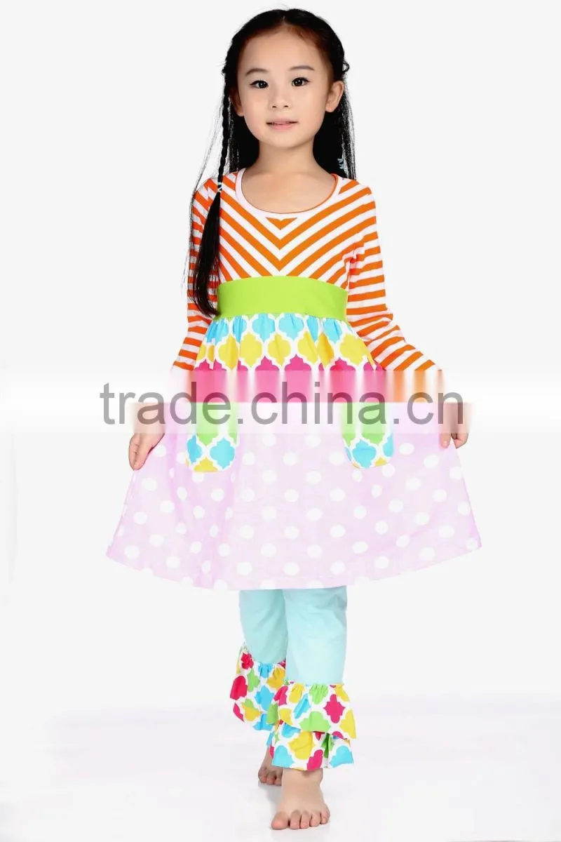 2016 christmas kaiya fall red and black stripe cotton top dress and pant long sleeve little girls boutique remake clothing sets