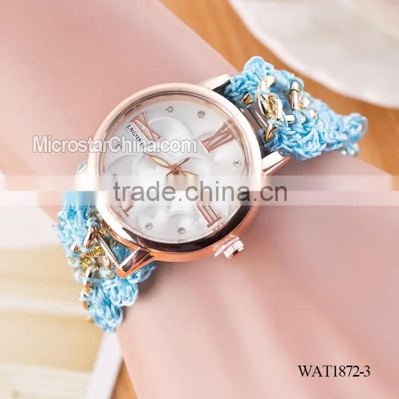 New Classic Geneva Ethnic Braided Analog Quartz Chain roman numerals lady watch