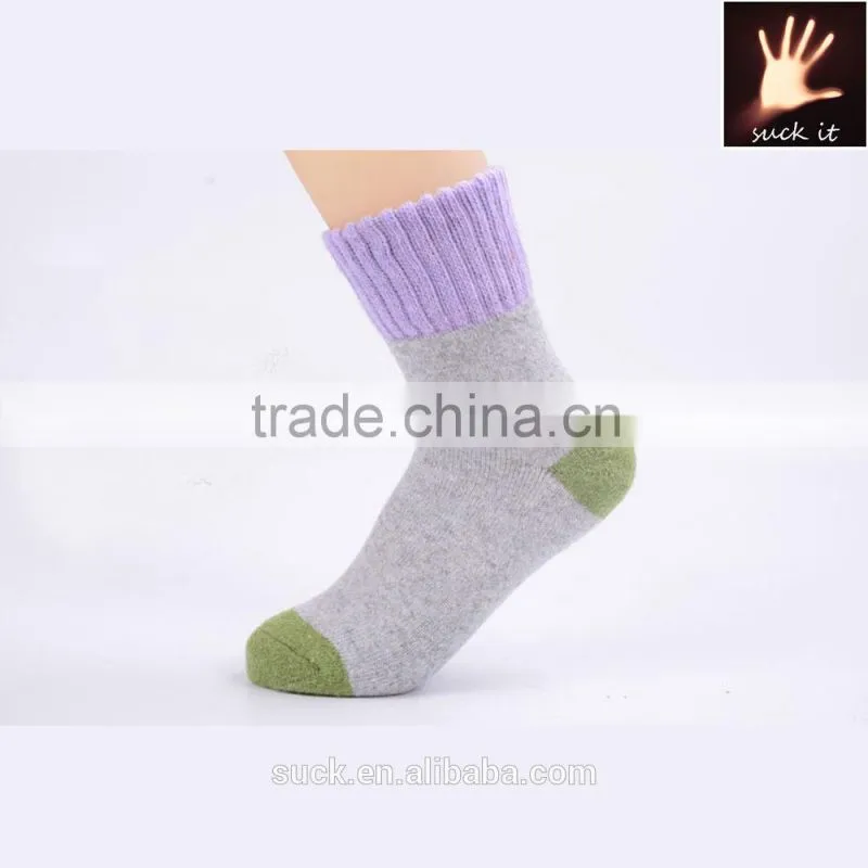 winter women thick 100% woollen socks for young girl