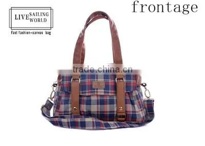 Hot selling colorful plaid canvas lady messenger bags