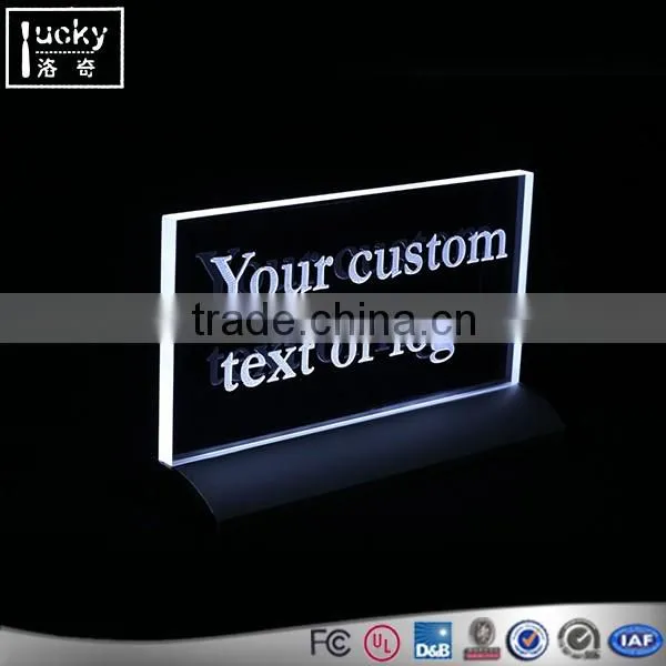 Remote control acrylic sign holder ,printed logo led edge lit sign ,neno sign for advertise