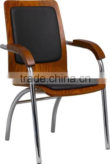 mahogany color bentwood orange pvc with solid wood arm meeting guest office Chair Conference Chair A36-Y02
