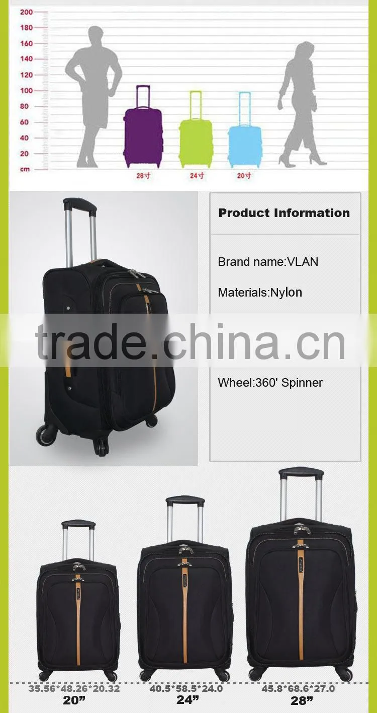 1680D Black Fine Design Inside Trolley travel Luggage Bag Set