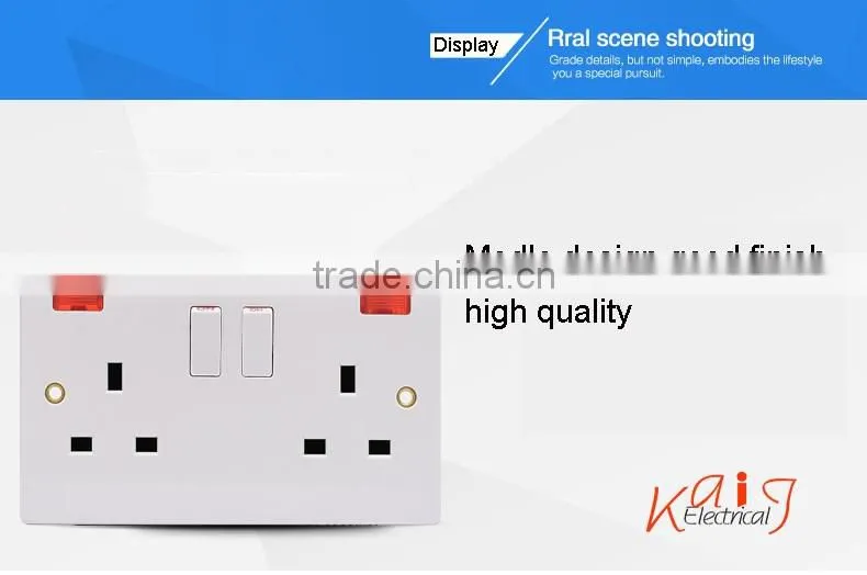 High quality UK standard double 13A electric wall switch