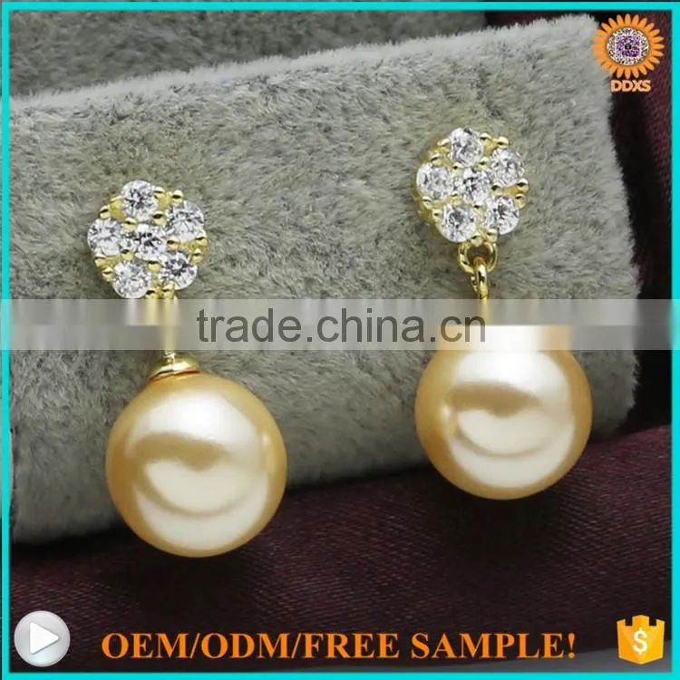 2016 fashion silver gold south sea shell pearl daily wear earrings