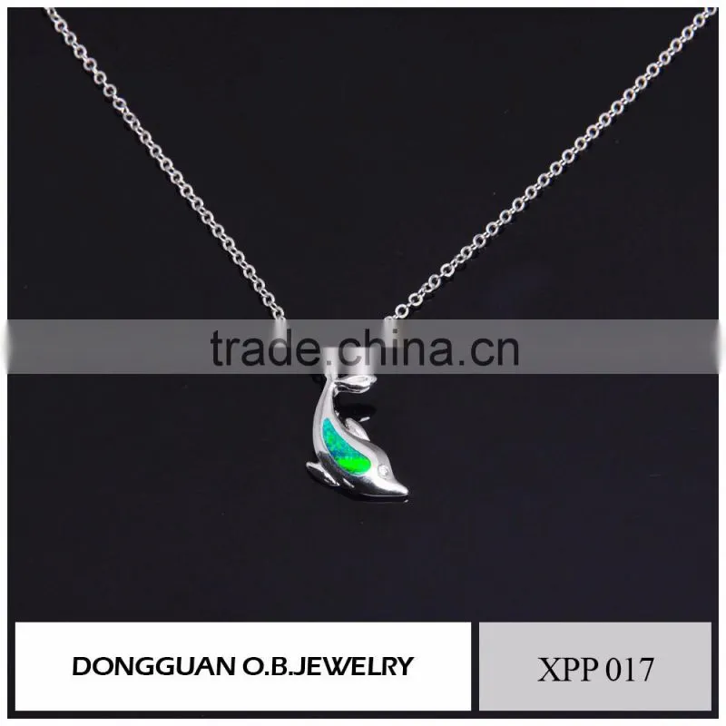 Fashion wholesale jewelry latest pendant necklace with synthetic opal stone