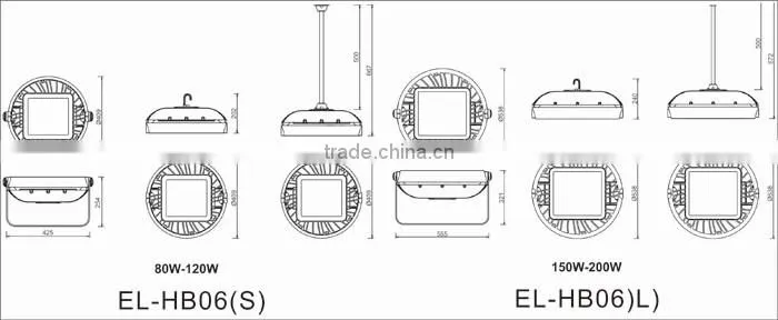 CE GS CB certificate 80w-250w led highbay lamp IM79 110lm/w 150w ufo led high bay light