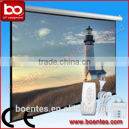100 Inch Motorized Wall Mounted Matte White Projection Screen with 1:1 4:3 16:9 Ratio for Office Equipment