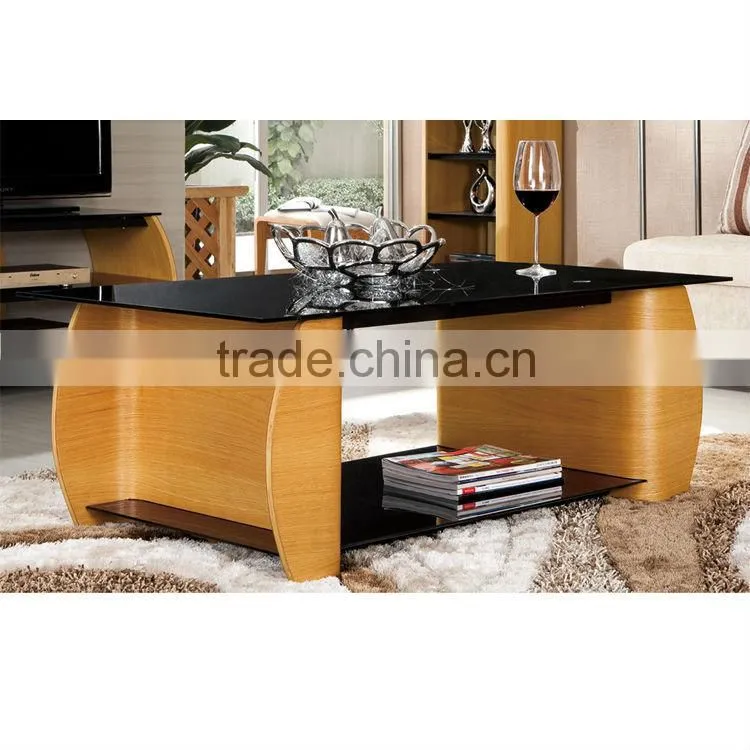 Modern style wooden glass center table