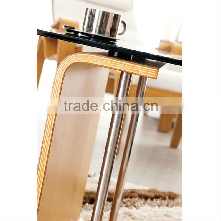 Hot sales wooden leg glass top coffee table
