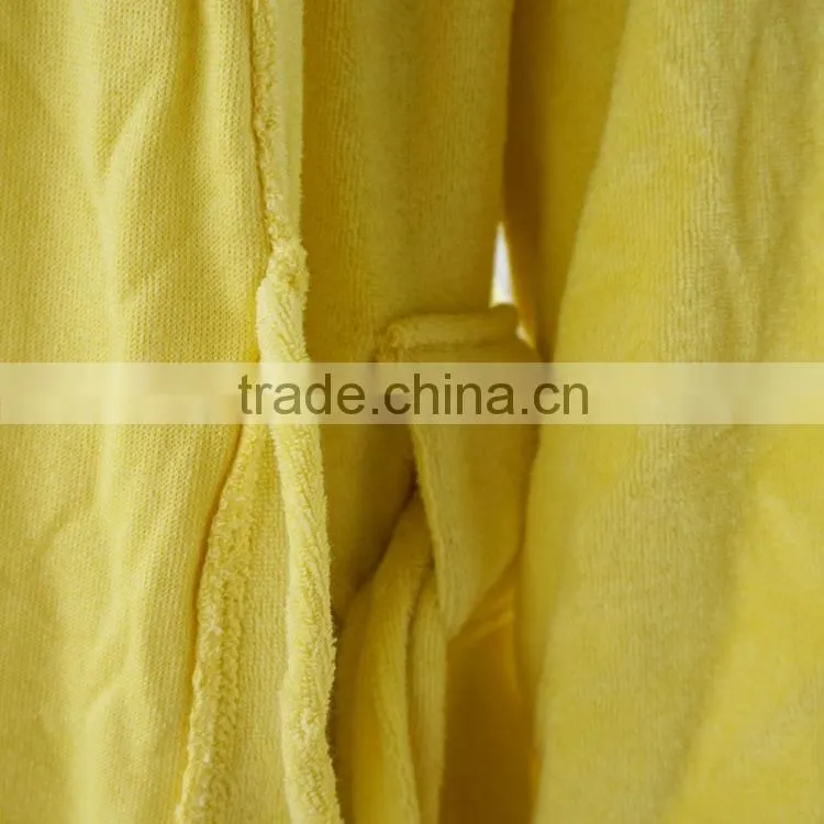 Yellow thin long sleeve waist sauna suit terry towel bathrobe for hotel