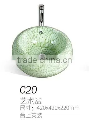 C20 Fashion above counter art basin in green color for bathroom