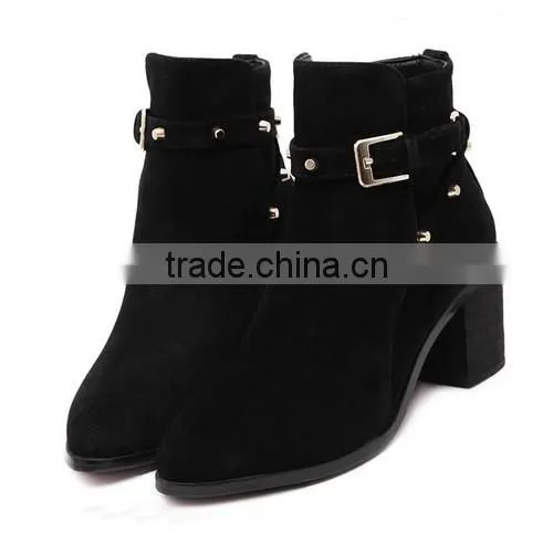 2016 new design women thick heel ankle boots suede women boots PC4405