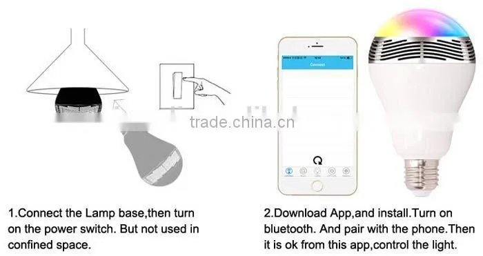 2015 new LED bulb type E27/B22 smart led bulb bluetooth speaker