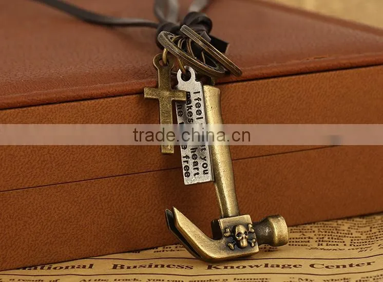 N0012 hammer leather necklace fashionable design necklace hot sale