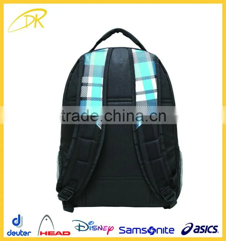 High school Oversized Blue Plaid Multi compartment Backpack for School, middle school backpack
