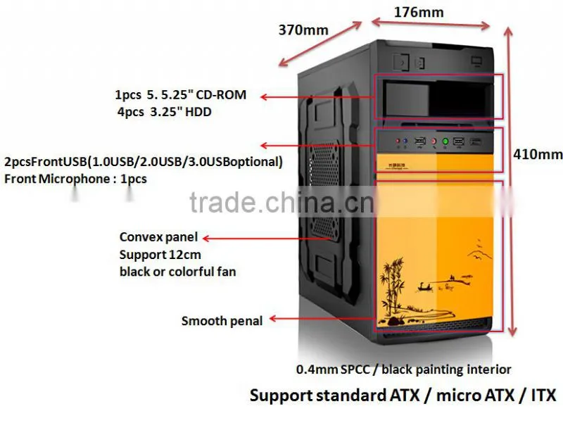 Secc Material Gaming Micro ATX Computer PC Case, elegant pc computer case