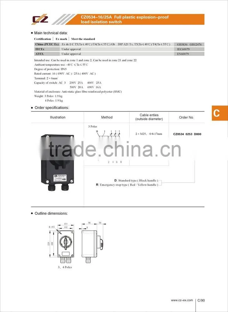 Hot sales IECEx & ATEX Explosion Proof Isolation Switch Box