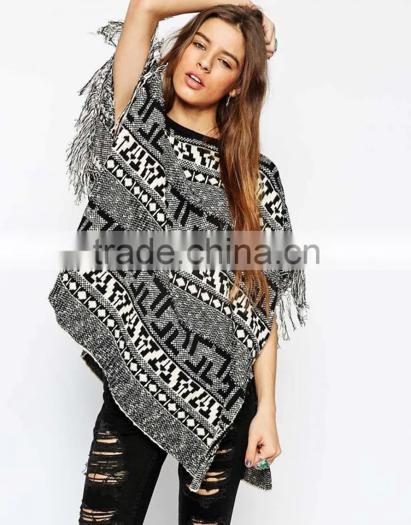 2015 high latest fashion design Wool shawl with fringes