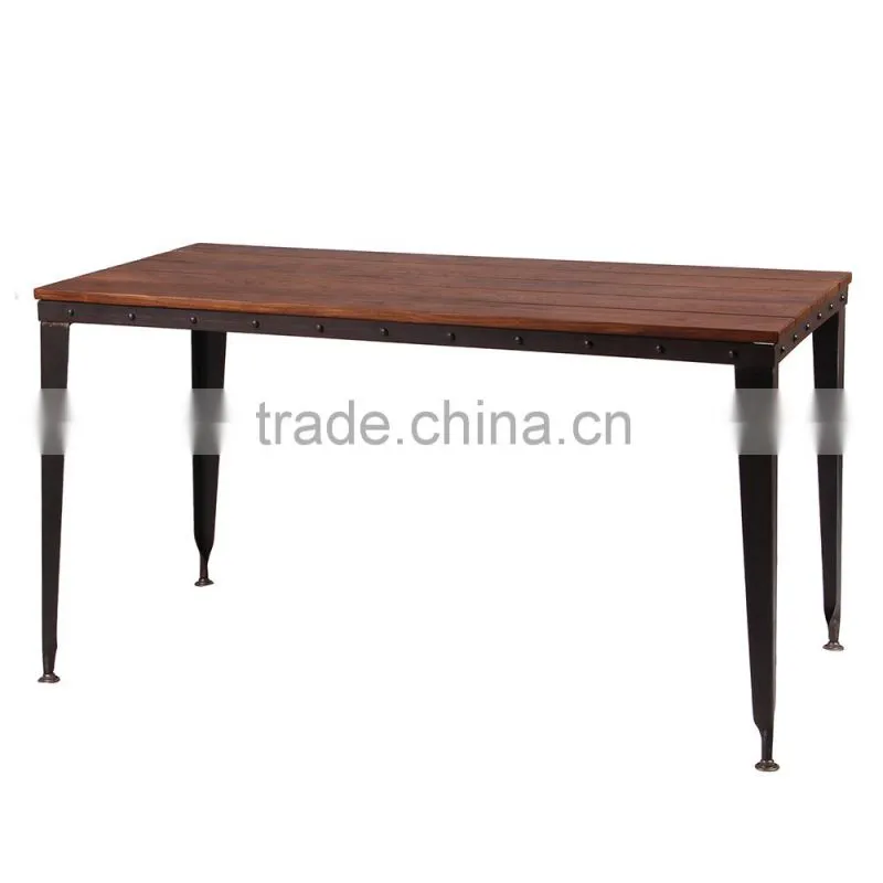 2016 China furniture wooden top morden dining room table with iron legs