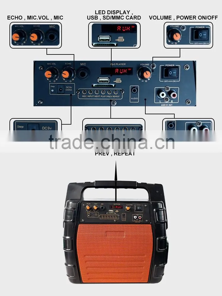 Single 6.5 inch Sound System 2.0 Active Speaker PA Speaker with Rechargable Battery