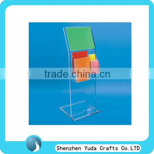 clear acrylic brochure rack,display rack for booklet,acrylic leaflet holder