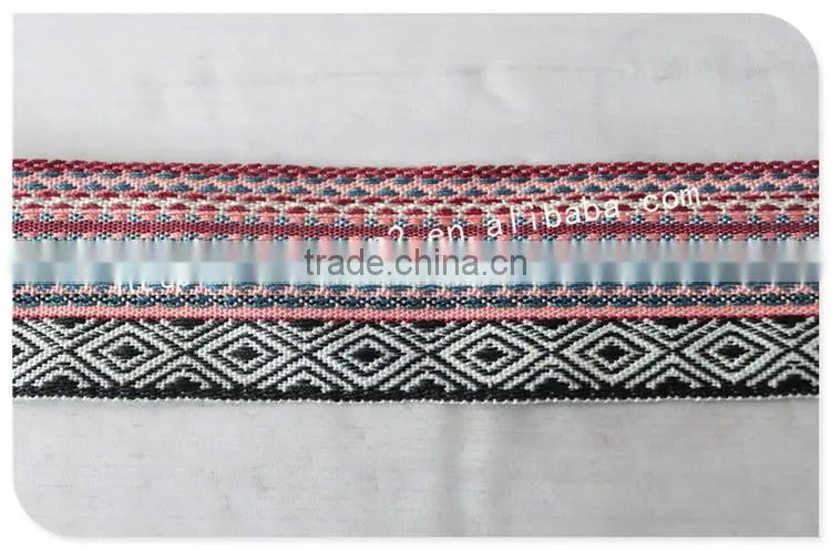 Newest design 4cm width yarn dyed ethnic polyester bias tape wholesale