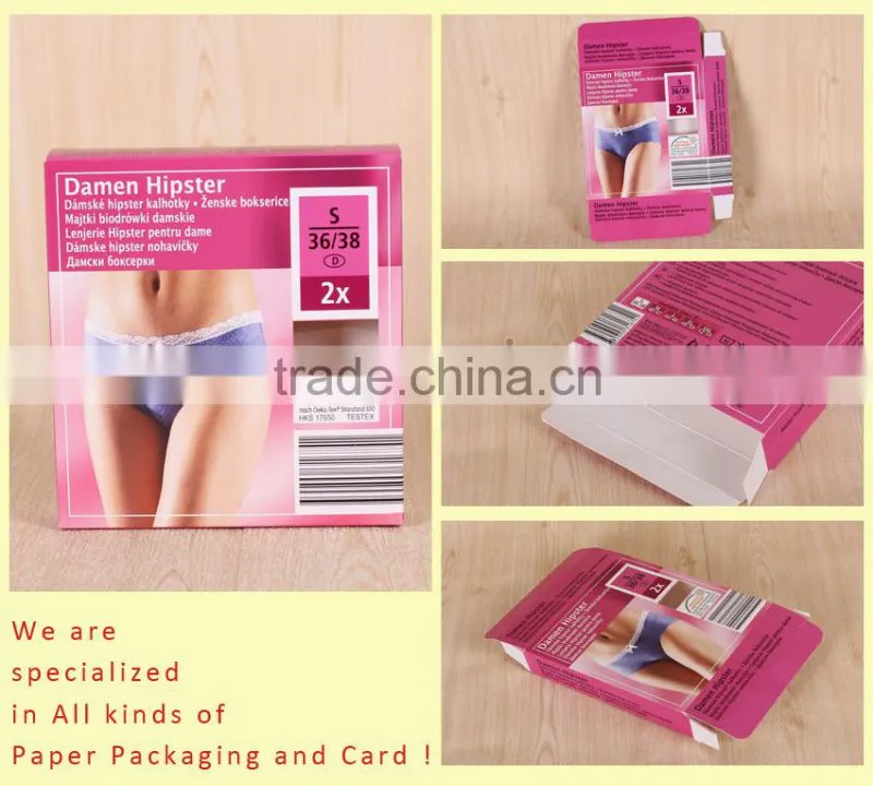 High quality flat pack women underwear packaging box design