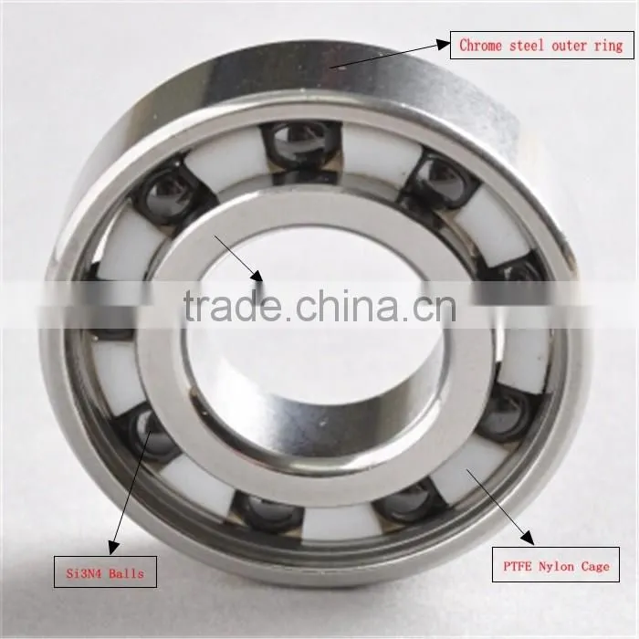 Si3N4 hybrid ceramic ball bearings 6000RS deep groove nylon cage ball bearing 6000 2RS