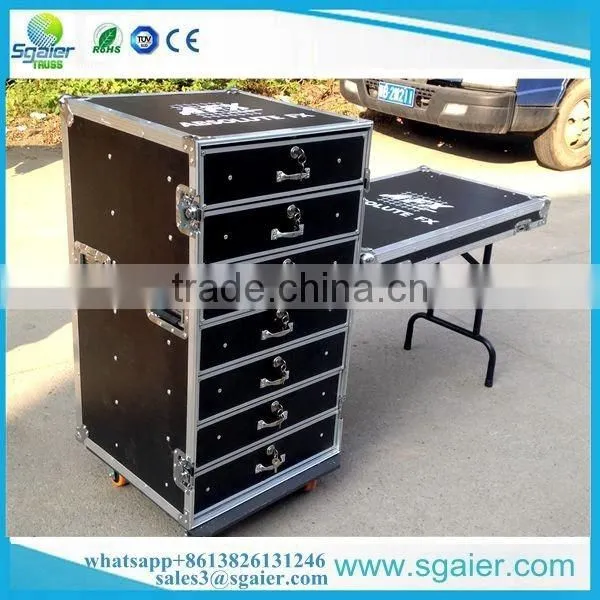 High quality 4U DJ rack drawers Flight Road Case with wheels