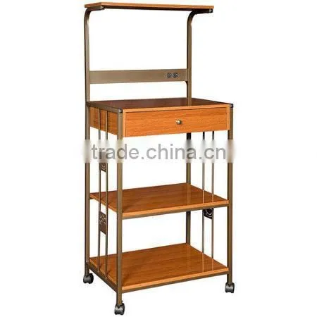 Home Microwave Cart with Wood Top
