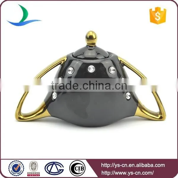Graceful Diamond Electroplate black gold plating ceramic tea set