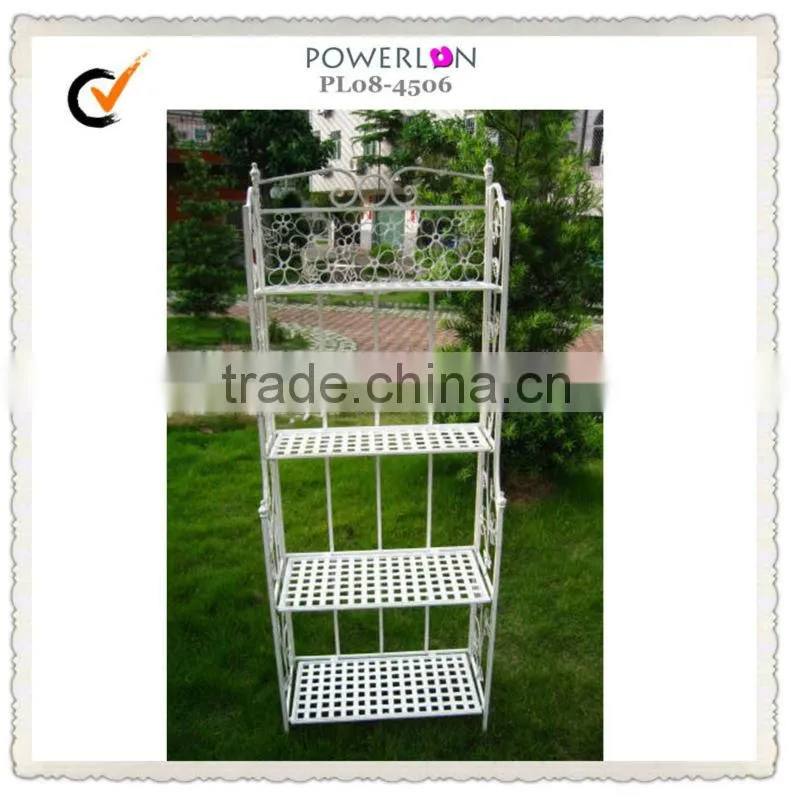 Very Nice Classical Vintage Outdoor Decorative Wrought Irons Antirust Small Folading Metal Rolling Shelf Unit