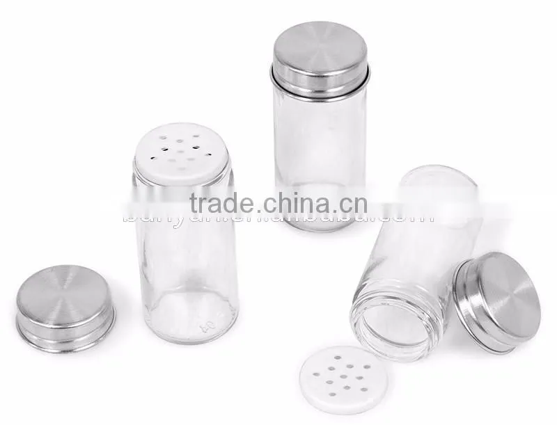 12 jars Glass Condiment Kitchen Set Stainless Steel Revolving Spice Rack set