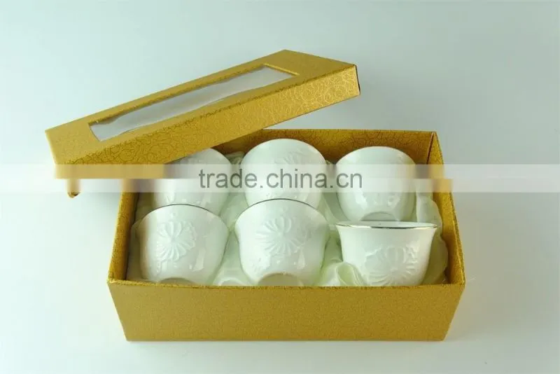 White ceramic tea cup sets, 6 pcs/set,with color box paking in stock
