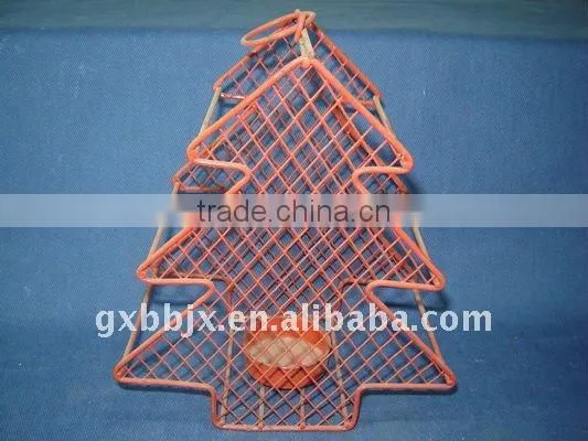 Red wire Christmas tree decorative candle holders