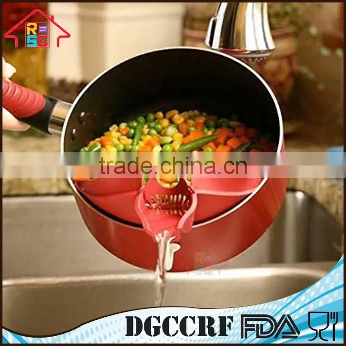 NBRSC Red Silicone Pouring Spout Clip on Easy Pour Spout for Pots and Bowls