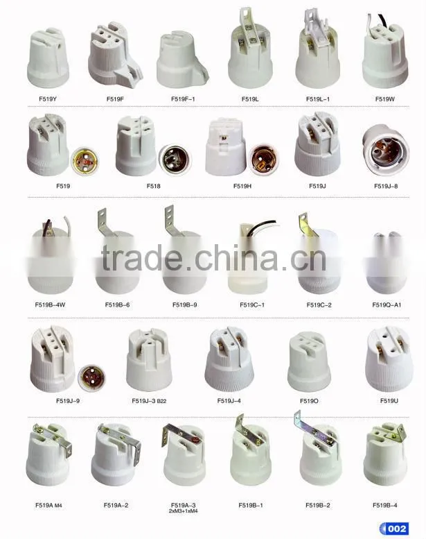 CE VDE RoHS porcelain ceramic F519 lamp holder screw type