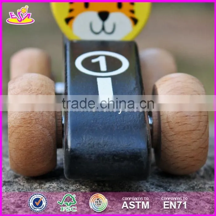 2017 New design tiger shape kids toy wooden cars W04A334