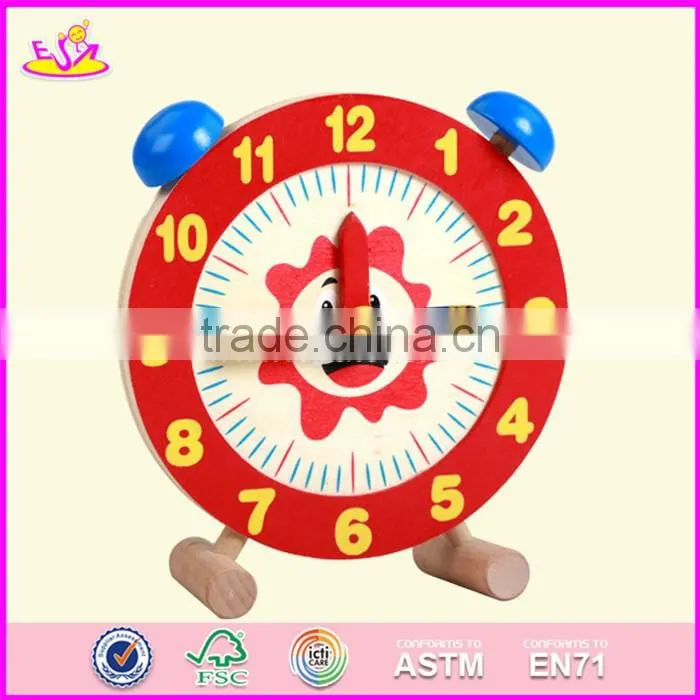 2017 New design children cartoon wooden alarm clock puzzle for sale W14K013
