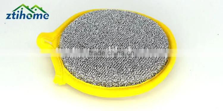2 Pcs Sponge Metallic Dishcloths Round Scrubber Scouring Pad