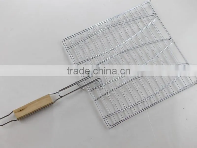 Outdoor Barbecue Wooden Handle Grill Net