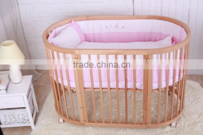 multi-purposes secure healthy wooden baby crib baby bed cot 5 in 1 baby room furniture