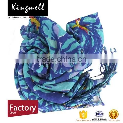 Custom New Design Fashionable Digital Print Silk & Cashmere Shawl