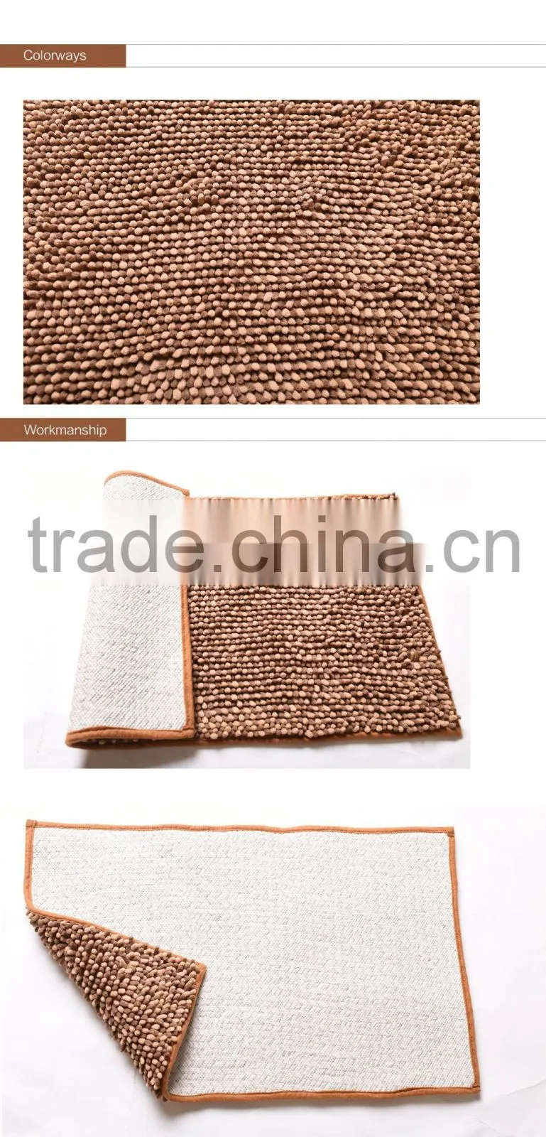 2016 NEW Chenille Bathmat With Brown Colour