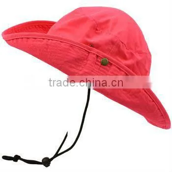 Unisex Neon Summer Chin Tie Boonie Bucket Hat Cap Crusher Snap up down 58cm Pink