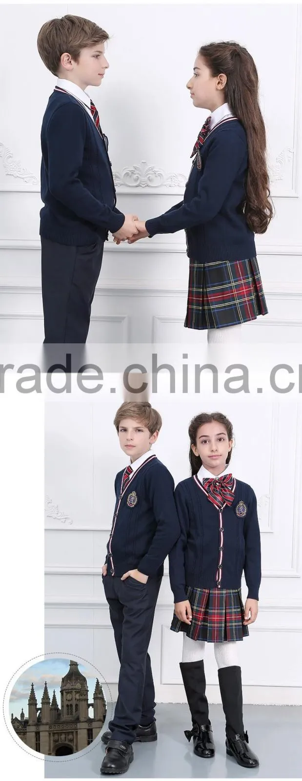 High quality knitting cardigan beautiful school uniform