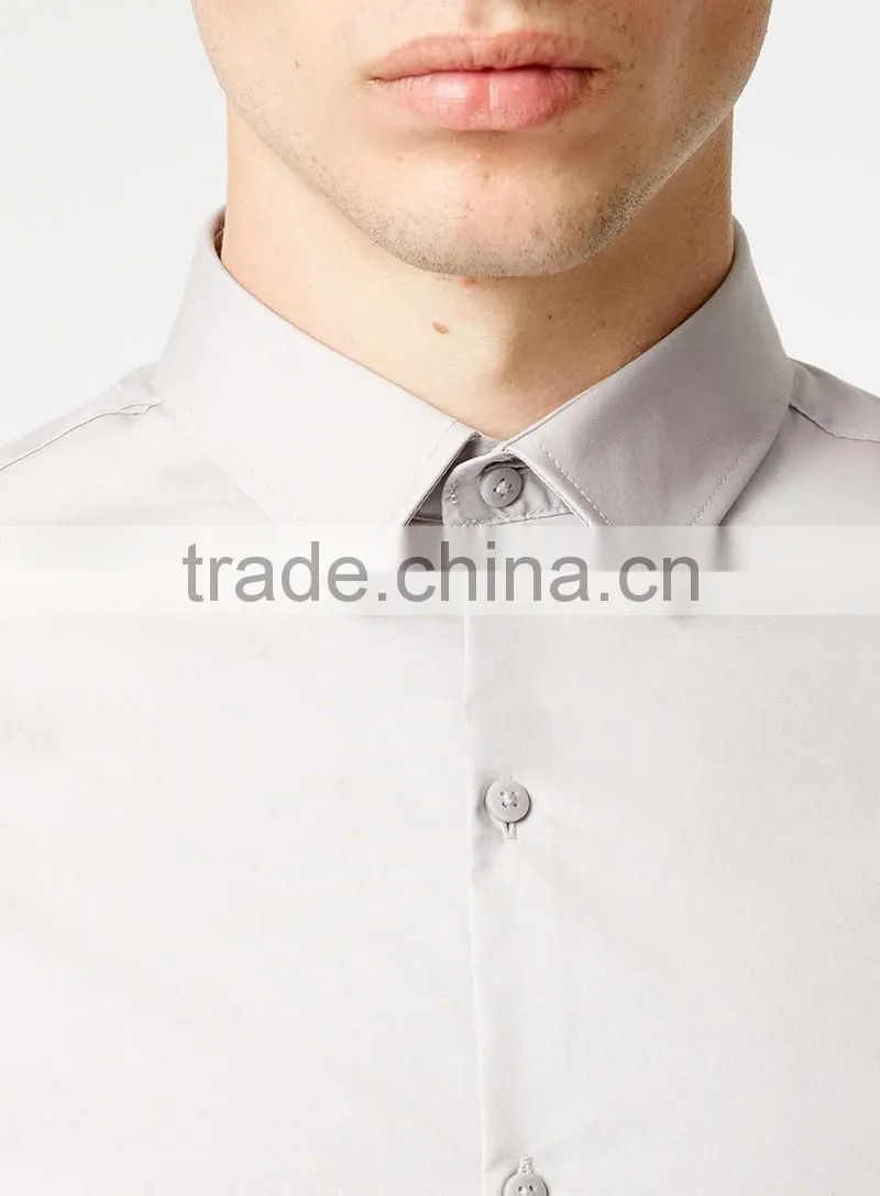 slim fit light Grey Long Sleeve Stretch Smart Shirt