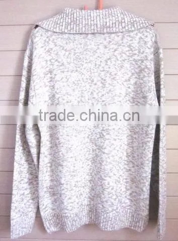 Zip collar neck jacquard style mens multi color sweater