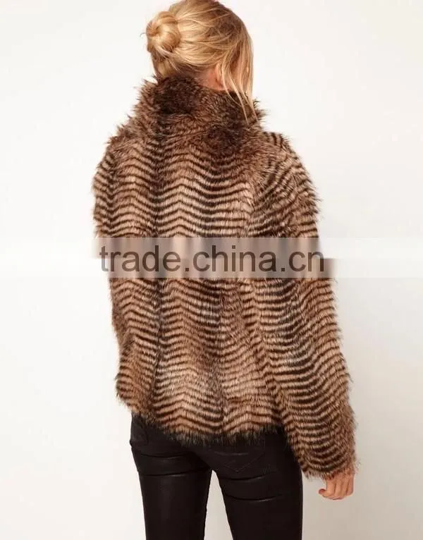 Brand 2015 Winter Women Long Turn-Down Collar Striped Faux Mink Fur Coats Plus Size Ladies Fur Coat Trench Outerwear